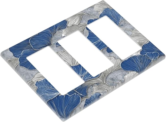 Bvtewkhz Abstract Blue Marble Plant Leaves 3 Gang Triple Rocker Decorative - Image 3