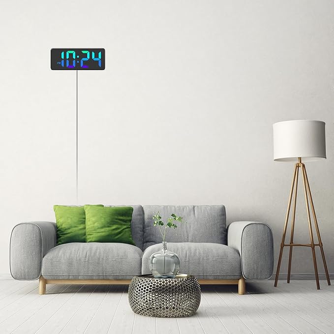 LED Digital Wall Clock with Dynamic RGB Display, Big Digits, Auto-Brightness - Image 8