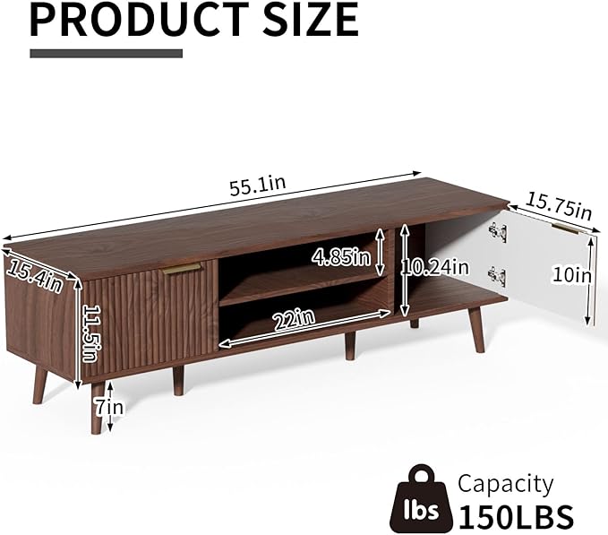 SHGJ&SOFT Storable TV Stand 65 Inch, Mid Century Modern TV Console Two Cabinet - Image 2