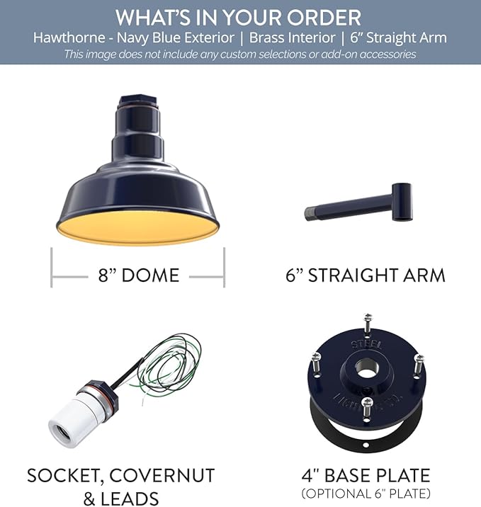 Steel Lighting Co. Hawthorne Barn Light | Outdoor Wall Mounted | 8 inch Dome | - Image 6
