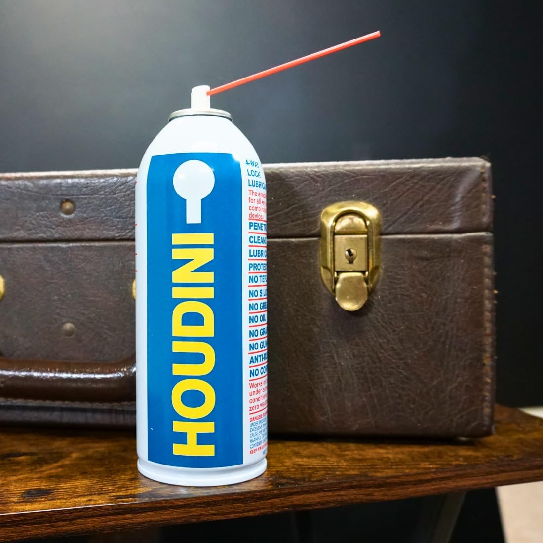 Houdini Lock Lube Professional Lock Lubricant Spray, 11 oz - Greaseless, Graphite-Free, Dielectric Cleaner & Protectant for Door Locks, Hinges, Latches & Electronics - Anti-Rust Formula
