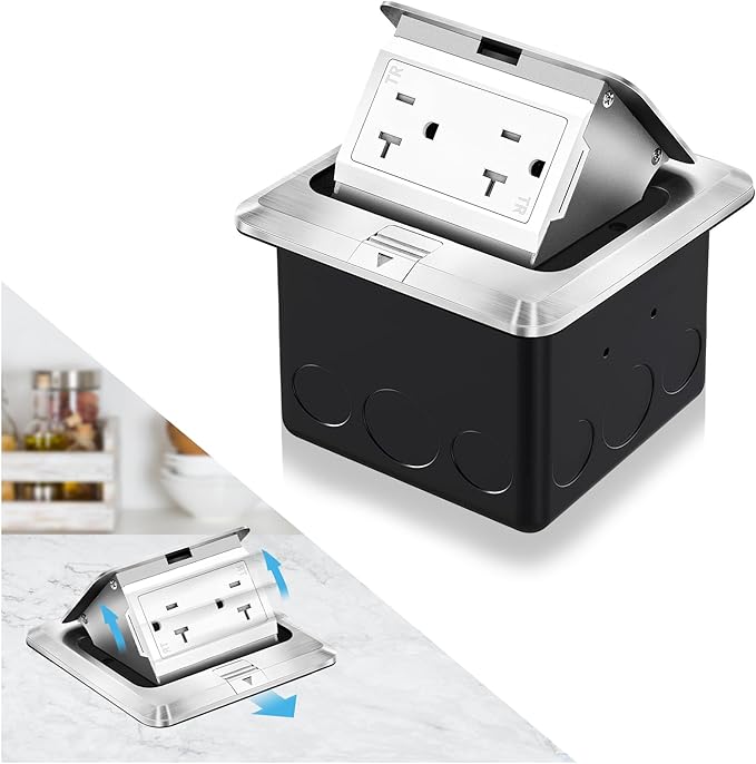 Vagueior Recessed Floor Electrical Outlet Kit, Waterproof Electrical Outlet by Vagueior