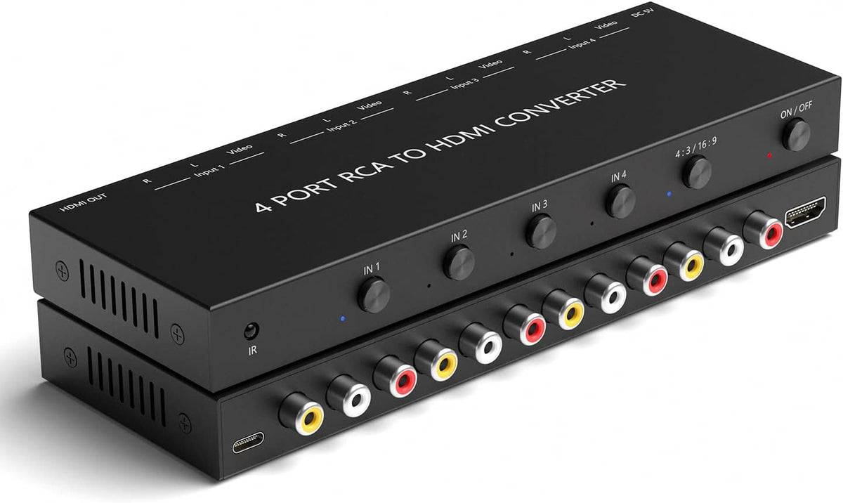 4 Port RCA to HDMI Converter 1080P/720P RCA Composite CVBS AV Switch to HDMI