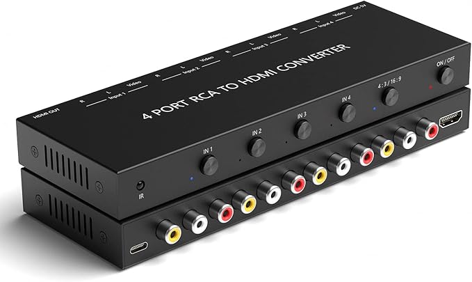 4 Port RCA to HDMI Converter 1080P/720P RCA Composite CVBS AV Switch to HDMI by ZUZONG