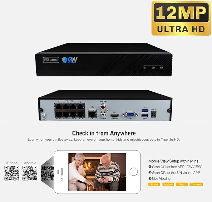 GW Security 8 Channel 12MP NVR 4K Security Camera System - Image 3
