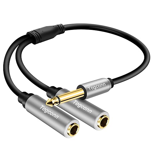 Togconn 1/4 inch TS Mono Splitter Y Adapter, 6.35mm Mono Male to Dual 6.35 mm by Togconn