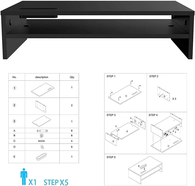 BONTEC Wood Monitor Stand Riser, 2-Tier Desktop Organizer - Image 9