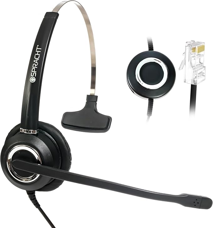 Spracht Wired Headset for Desktop Phone | Single Ear Universal Headset for by Spracht