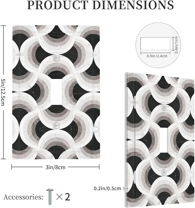Bvtewkhz Black/White Art Marble 1 Gang Single Toggle Decorative Light Switch - Image 4