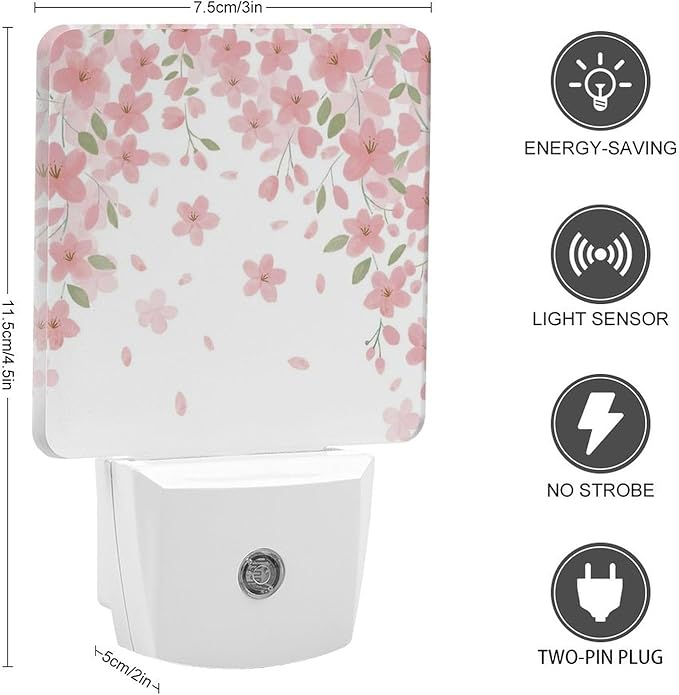 Falling Flowers Night Light, Plug into Wall Decor Nightlights - Image 2