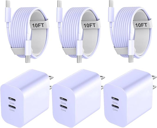 Phone 17 16 15 Pro Max Charger Cable, 20W Dual Port USB C Fast Charger Block by Auorld