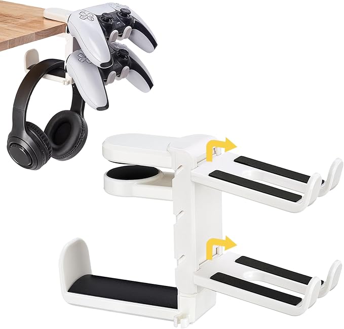 3-in-1 Under Desk Headphone Hanger by Unknown