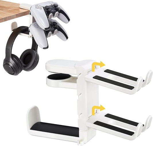 3-in-1 Under Desk Headphone Hanger by Unknown