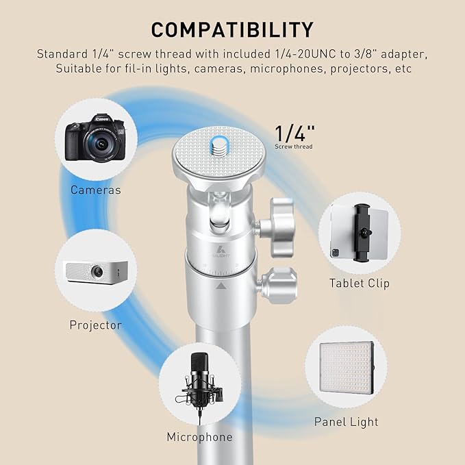 Projector Mount, Height Adjustable 19.5" to 47.5", Space-Saving, Heavy-Duty - Image 7