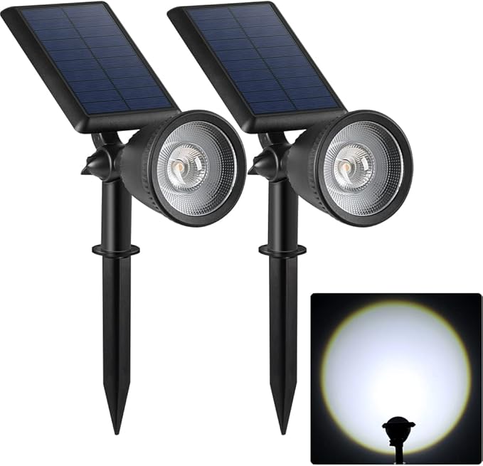 2 Pack Solar Powered Spot Lights Outdoor Waterproof Super Bright LED Yard - Image 9