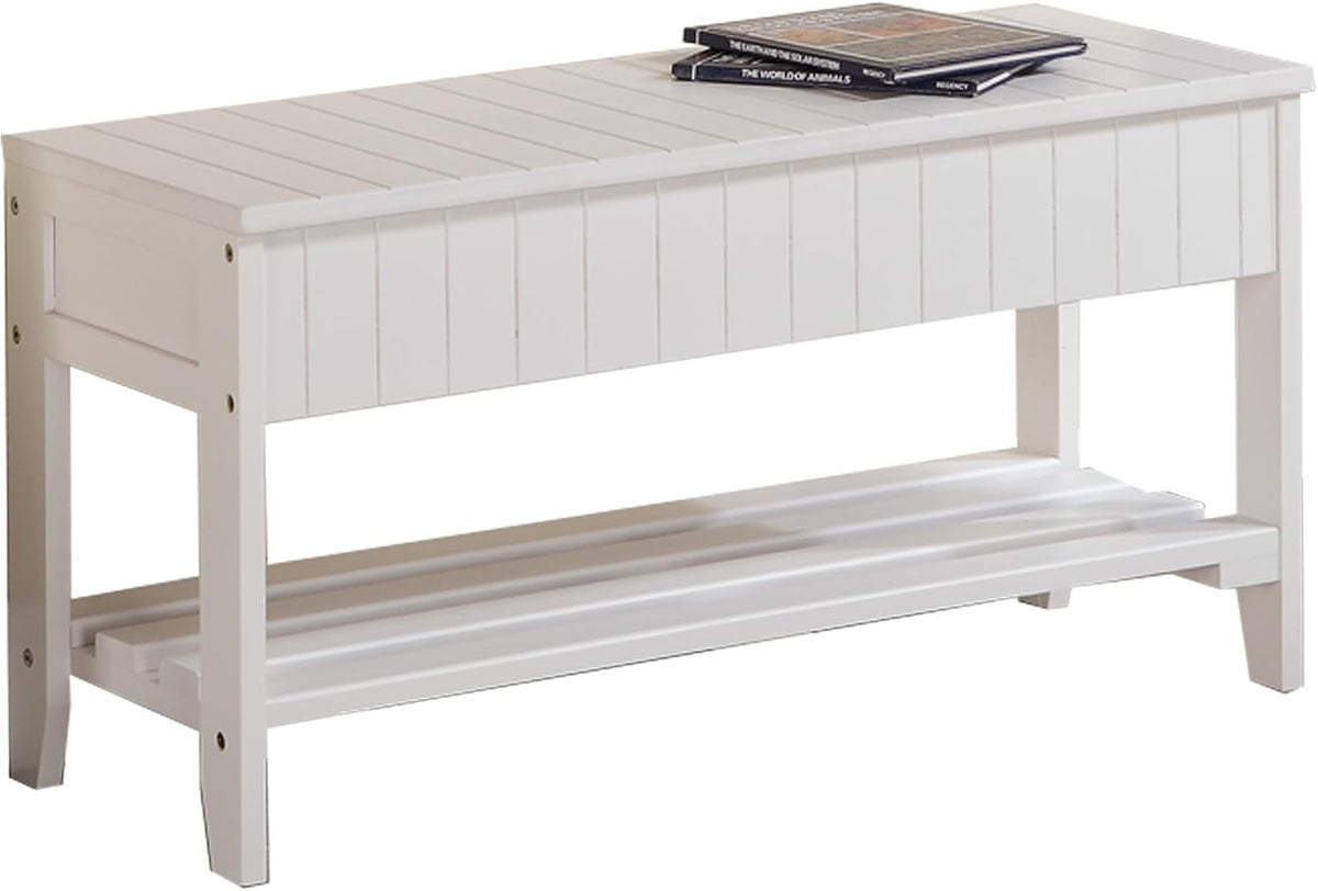 roundhill furniture quality solid wood shoe bench with, main product view