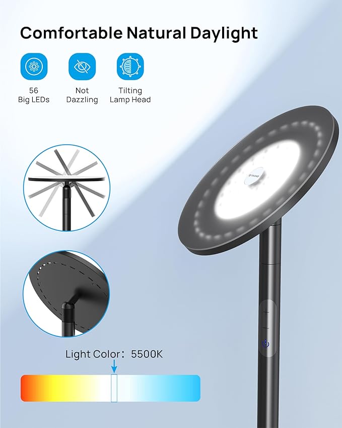 TROND Floor Lamp, Bright Sky LED Modern Torchiere Lamp, 71 in Tall Aluminum - Image 2