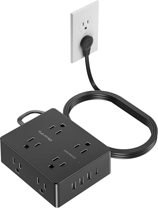 Surge Protector Power Strip, Olcorife Ultra Thin Flat Plug Extension Cord 5ft by olcorife