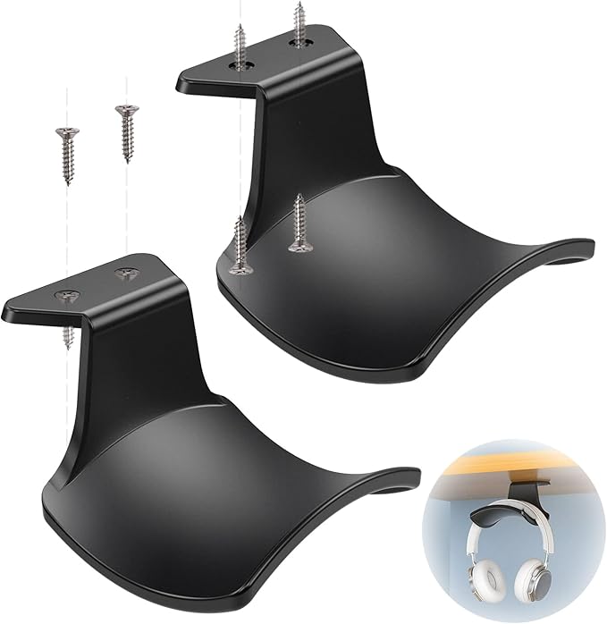 SIROLISA 2-Pack Never Fall Headphone Hooks Hanger Wall Mount, Headset Holder by SIROLISA