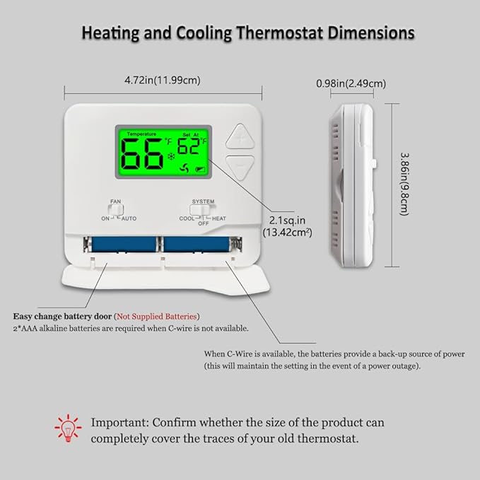 NonProgrammable Thermostat for House, Digital Energy-Saving Thermostat - Image 6
