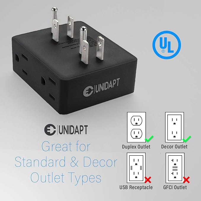 Multi Plug Outlet Splitter, Unidapt Multiple Outlets Extender Adapter - Image 4
