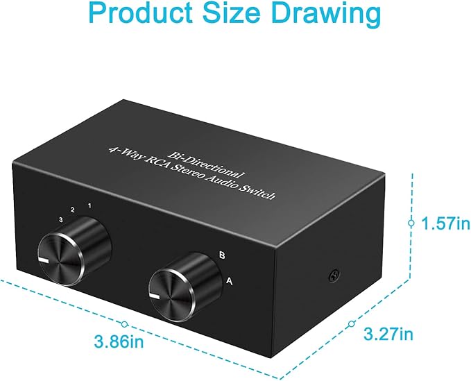 4-Way Stereo Audio Switcher, Bi-Directional Audio Selector Box - Image 7
