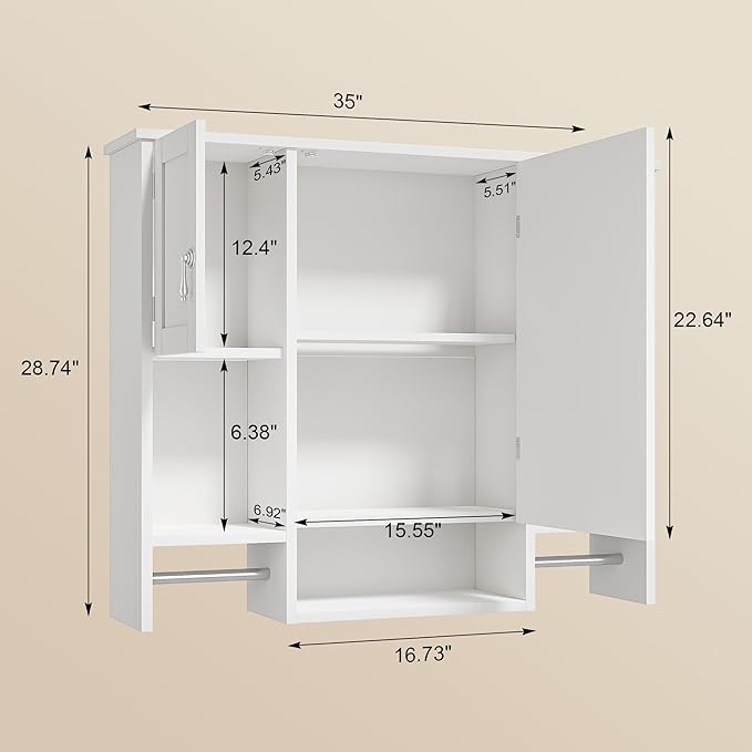 VECELO Bathroom Wall Cabinet - Image 2