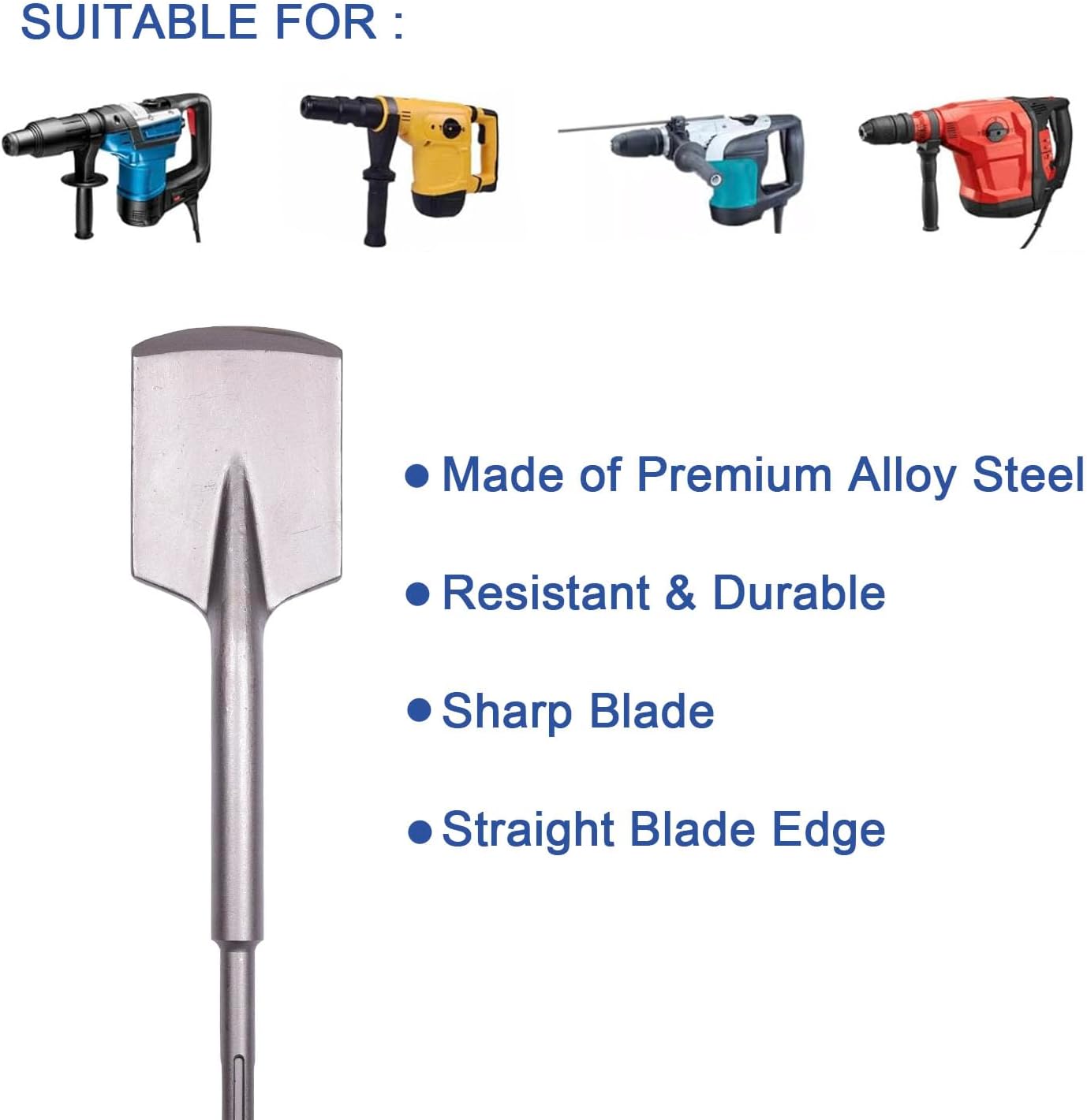 SDS-Max Shank Bits Chisel-4-1/3"x18" Clay Spade Alloy Steel Digging Shovel Bit Chisel - for Gardening Landscaoing Concrete Brick Sand Stone