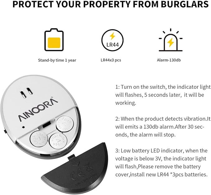 Window Alarm Sensors 4 Pack, Glass Break Sensor 130DB Loud Window Vibration - Image 5