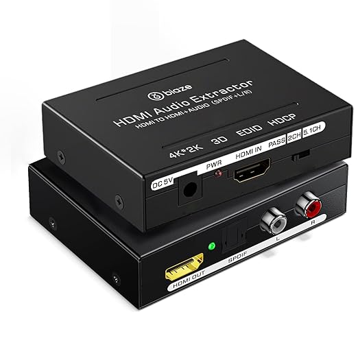 4K HDMI Audio Extractor Converter, HDMI Audio Video Splitter Adapter + Optical by biaze