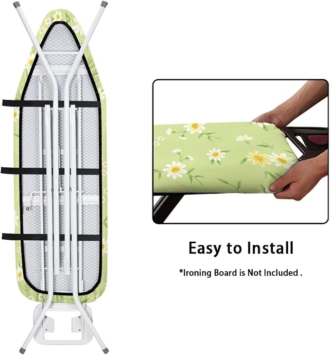 ZCFYGDX Fresh White Daisy Print Ironing Board Cover, Resist Scorching & Staining - Image 4