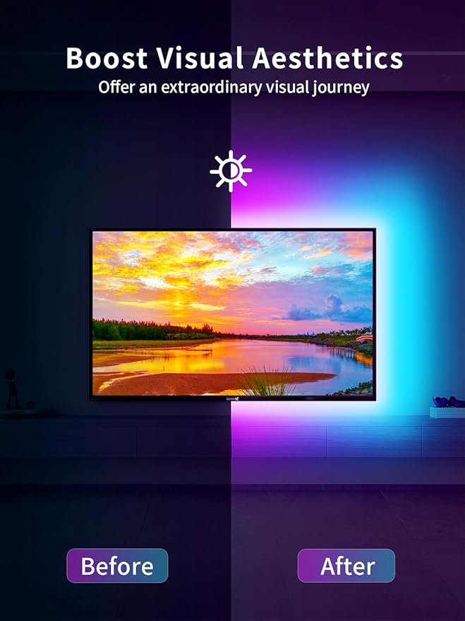 KANTUTOE LED Lights for TV, 19.68ft LED Backlights for 65-80in TV, RGB TV - Image 3