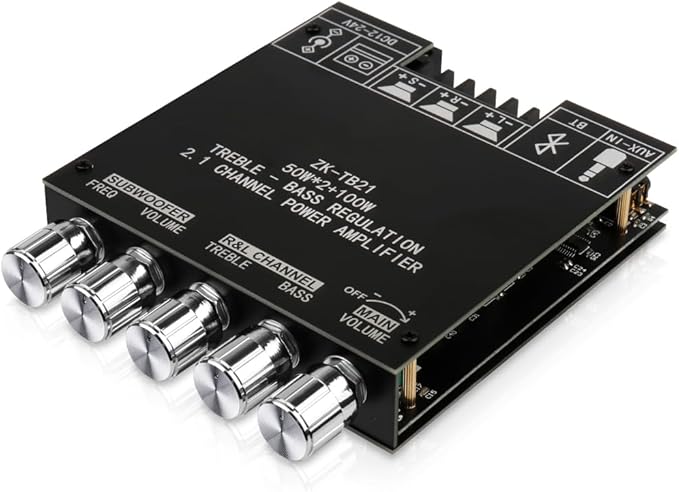 Bluetooth Audio Amplifier Board, ZK-TB21 2.1CH 50W x 2 +100W Subwoofer Power Amp by ARRAROWN