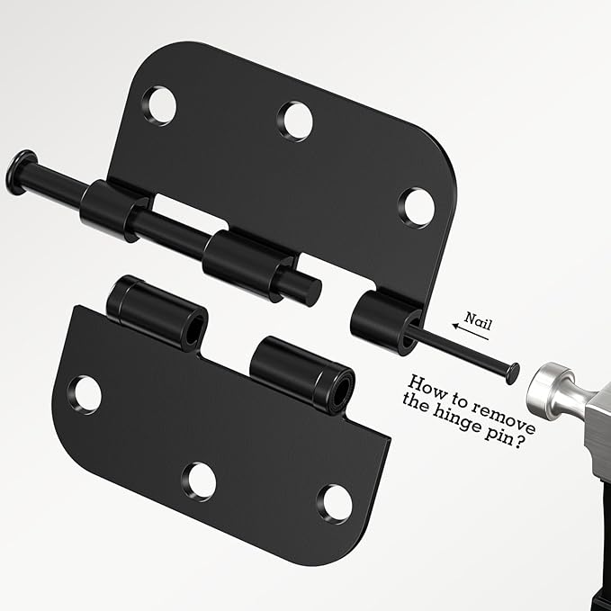 30 Pack Ball Bearing Matte Black Door Hinges 3.5 Inch 5/8" Radius Round Squeak - Image 4
