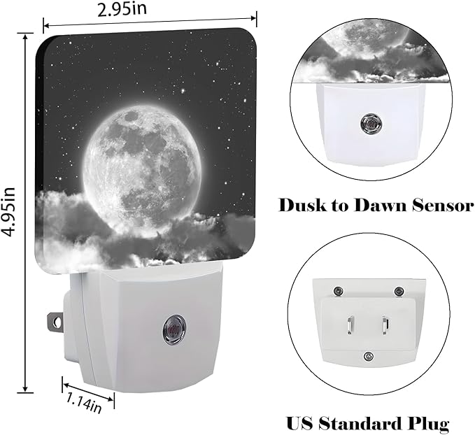 FSHVQKD Moon in Cloud Night Light, Plug-in Nightlights Auto Sensor Night Lamp - Image 2