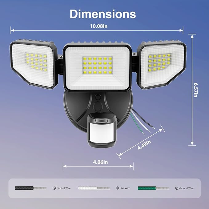 Meloght 65W 6500LM Flood Lights Outdoor Motion Sensor, Hardwired Security - Image 7