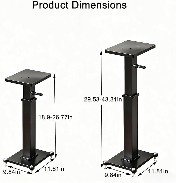 29.5-43.3in Height Adjustable Speaker Stands Pair up to 110lbs, Heavy Duty - Image 3