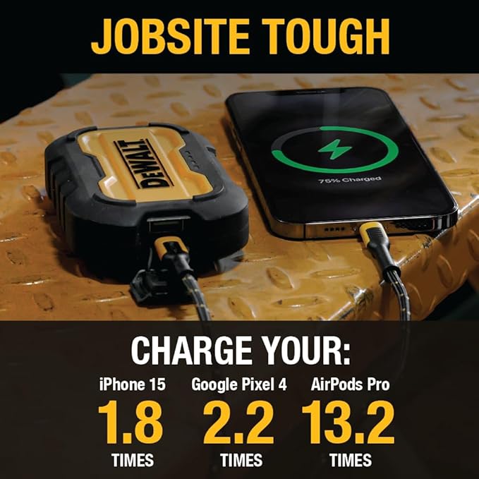 DEWALT Heavy Duty Portable Charger, Power Bank, Travel Worksite 10, 000 mAh - Image 5
