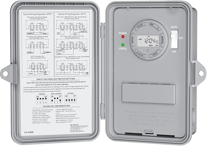 BN-LINK Pool Pump Timer, Outdoor Timer Box, Heavy Duty, 2HP 40A Max, 277 VAC by BN-LINK