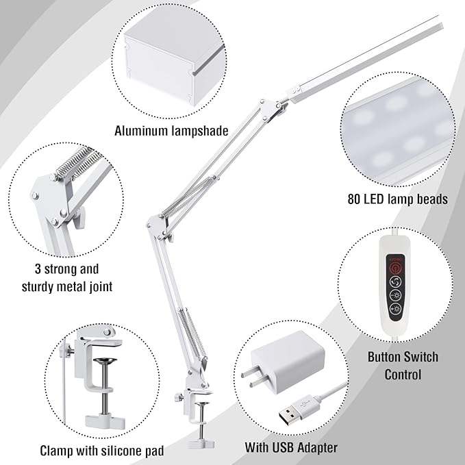 TROPICALTREE LED Desk Lamp for Home Office, Clamp-On - Image 6