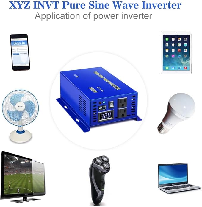 XYZ INVT 800 Watt Pure Sine Wave Inverter 24V DC to 110V 120V AC, 800W Power - Image 5