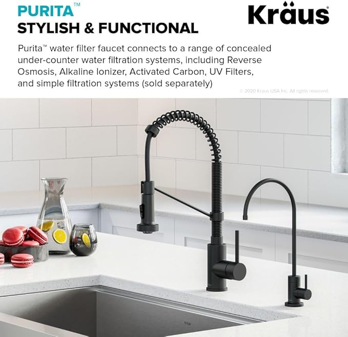 KRAUS Purita 100% Lead-Free Kitchen Water Filter Faucet in Matte Black - Image 2