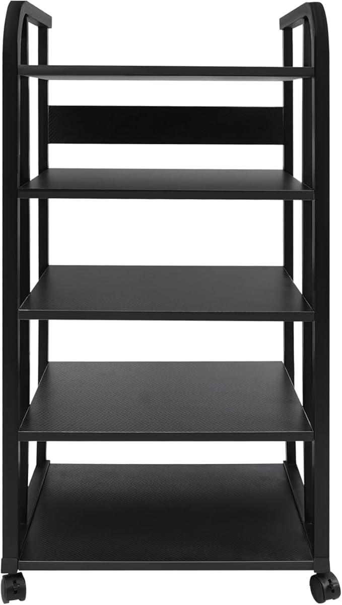 5-Tier AV Media Stand with Universal Wheels, Center Stereo Components Storage - Image 6