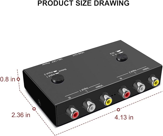 Dingsun 2 Port AV to HDMI Converter, RCA to HDMI Adapter Support 16:9/4:3 - Image 7