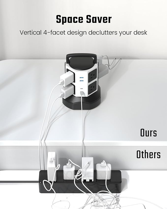 Tower Surge Protector Power Strip, JACKYLED Extension Cord - Image 5