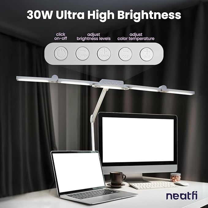 Neatfi 3, 000 Lumens LED Desk Lamp, 360 SMD LEDs, CRI 95, Adjustable Light Modes - Image 2