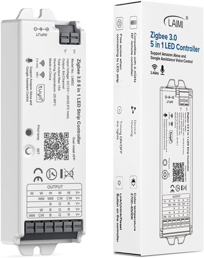 FCOB 5in1 LM052 Tuya Zigbee3.0 LED Controller Support Monochrome CCT RGB RGBW by FCOB
