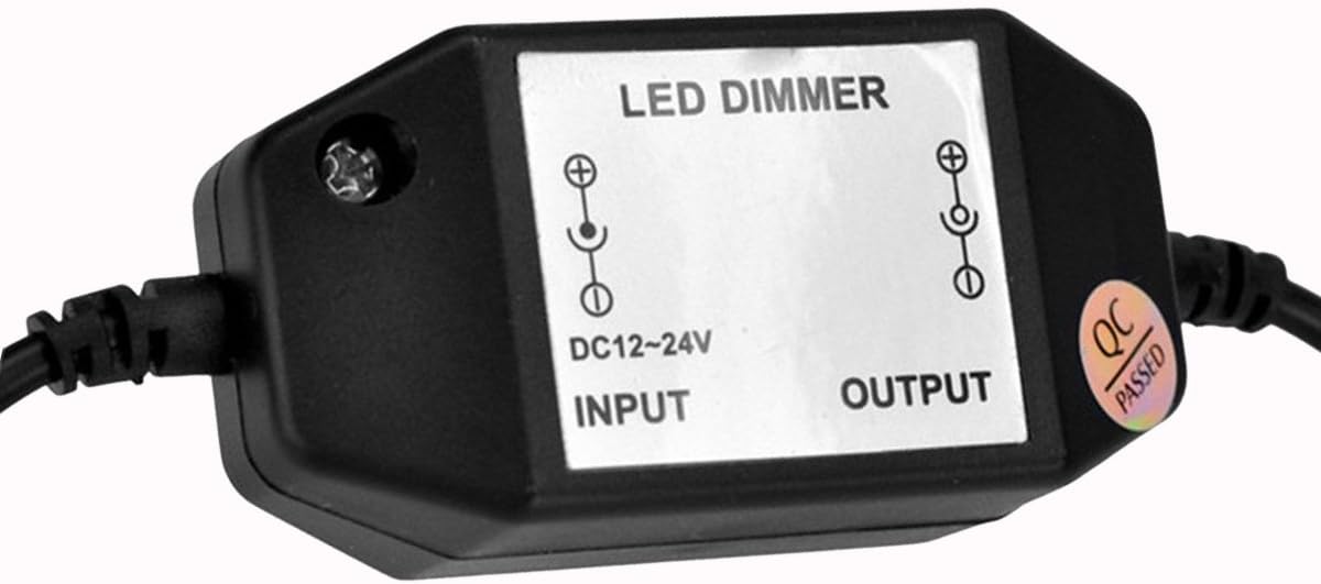 PWM DC12/24V 3A Rotary Stepless LED Dimmer Switch with DC5521 Male and Female Jack