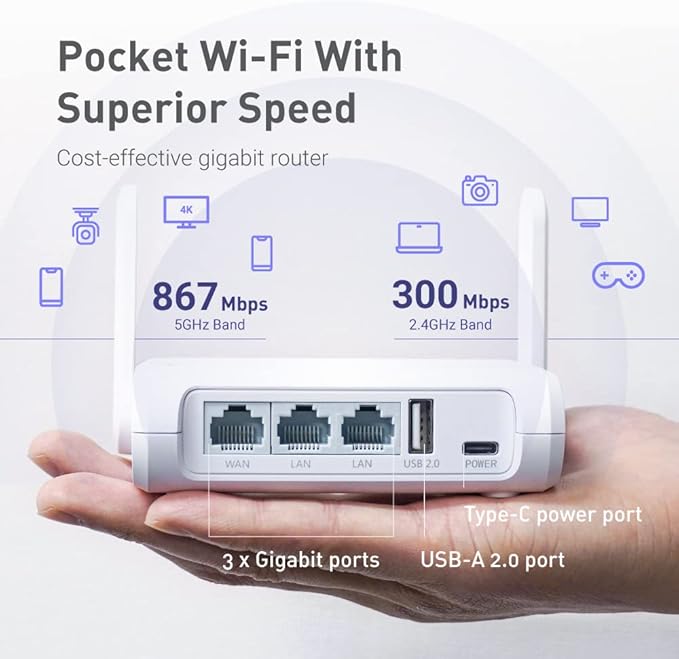 GL.iNet GL-SFT1200 Portable WiFi Travel Router, Mini VPN Wireless Router - Image 4