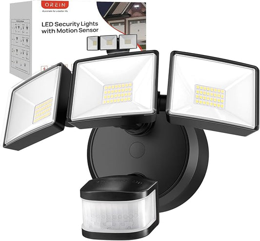 OREiN Motion Sensor Outdoor Flood Light 42W 6500LM, Super Bright LED Security by OREiN